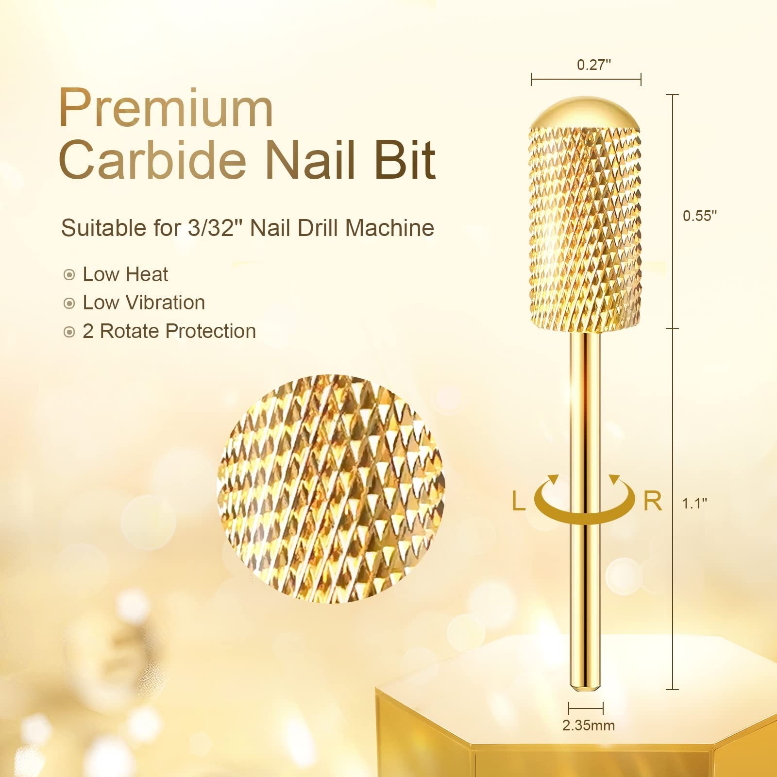 Nail Drill Bit Set, Corfulra 3pcs Safety Bits for Nail Drill, Tungsten Carbid…