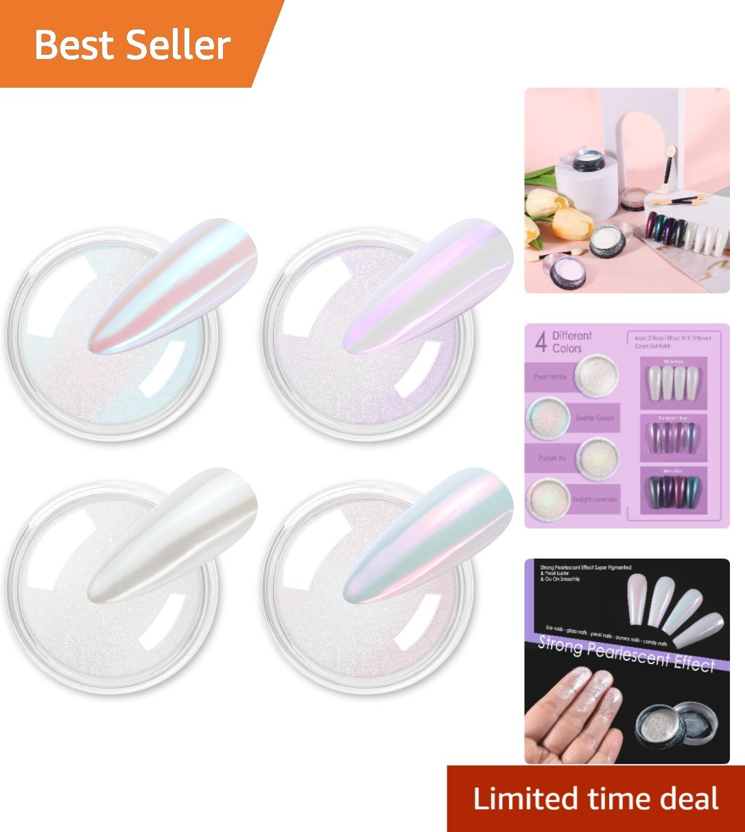 Transform Your Nails with 4 High-Pigment Iridescent Chrome Powders – Easy Use