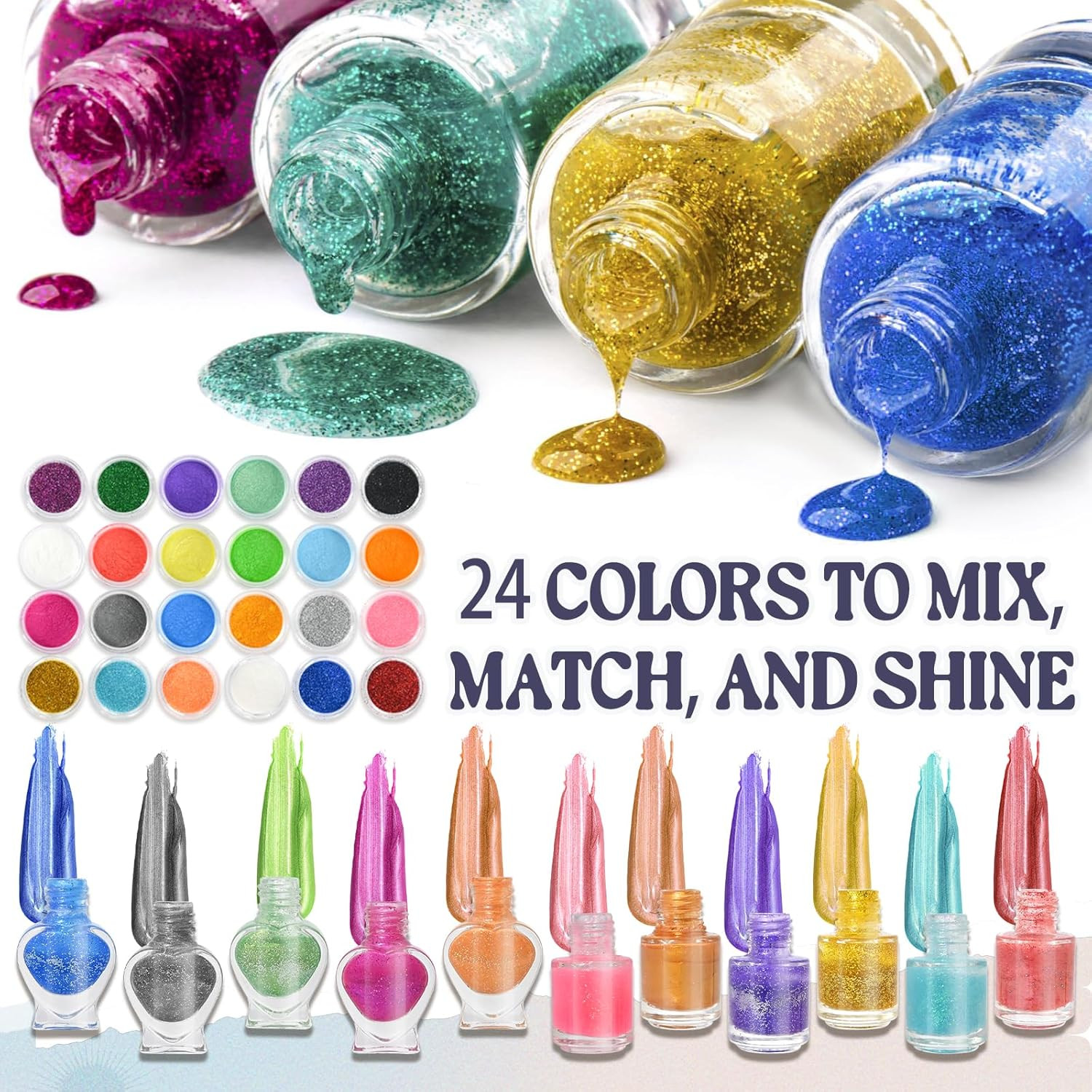 Nail Polish Making Kit, DIY Nail Art Kit for Beginners with Everything, 12 Empty