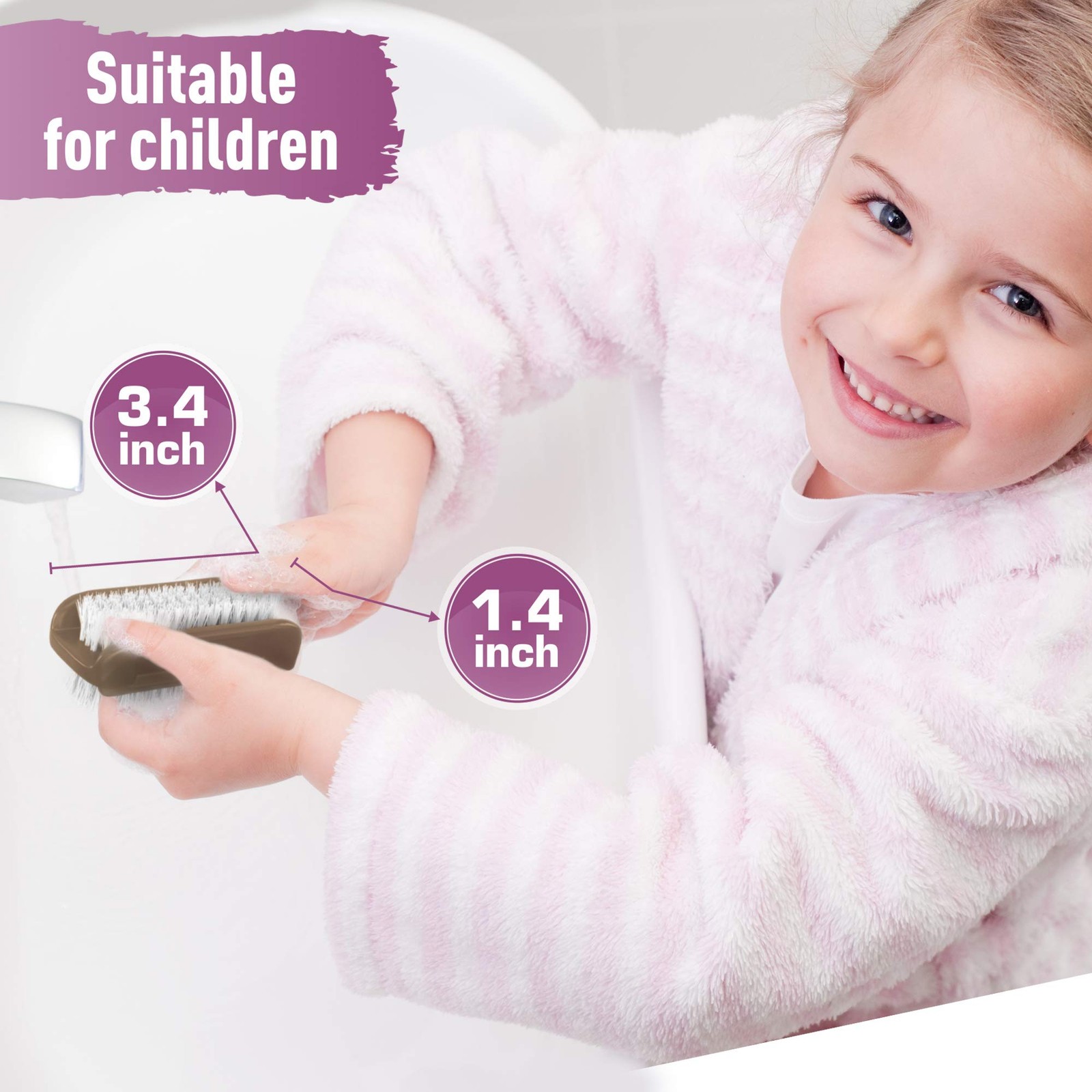 KONEX Two-Sided Nail Brush | Cleaning Fingernails, Stiff Bristle Varies