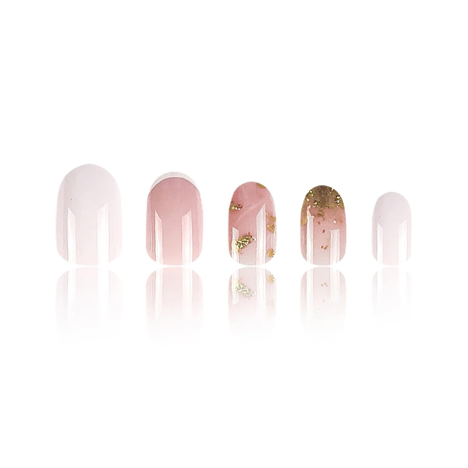 French Tip Press on Nails Short round Head Almond Fake Nails with Gold Foil D…