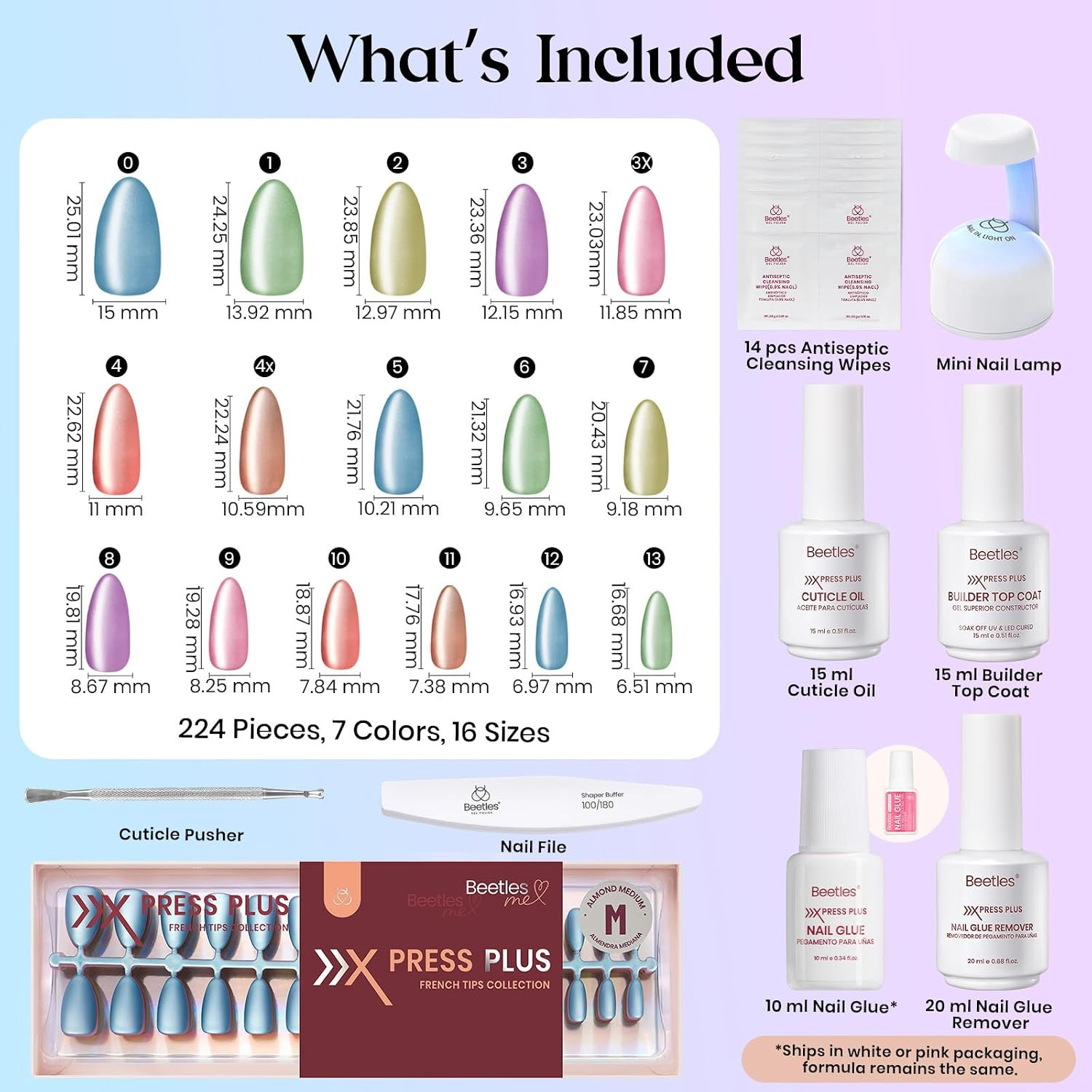 X Press Gel Nails Kit – Bubble Aurora | 7 Colors Cat Eye Press on Nails Medium A