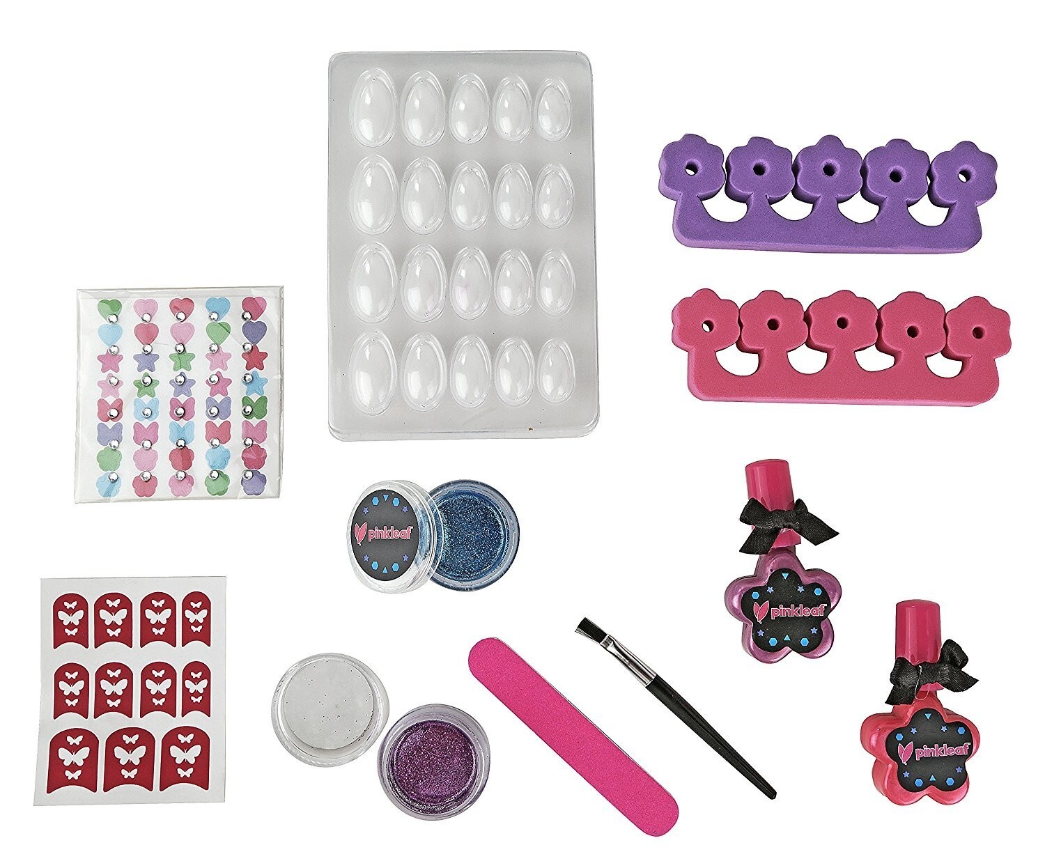 Kids Nail Art Set for Girls Polish Stickers Glitter Powder Gift Kit Ages 6-12