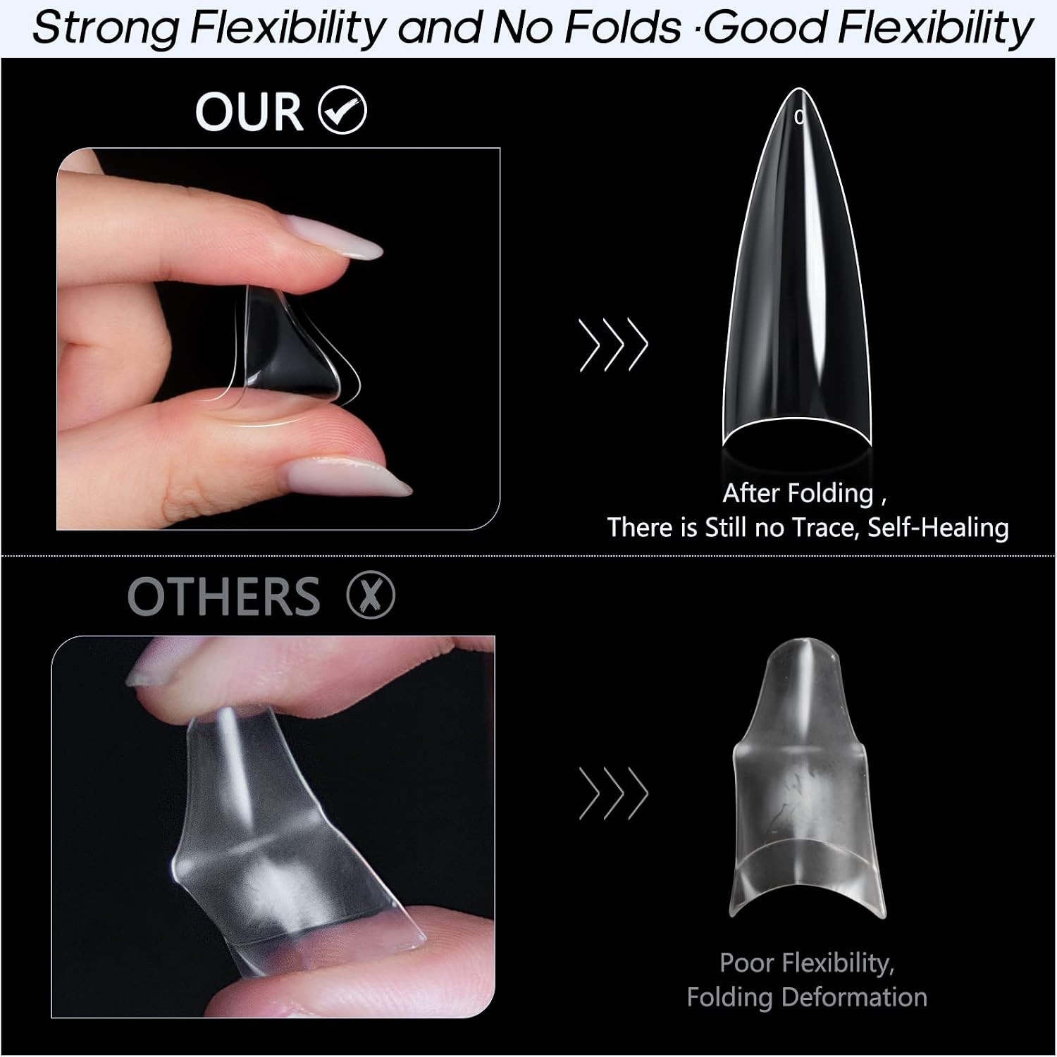120PCS Short Stiletto Nail Tips, Half Cover Soft Gel False Nails | Half Cover Al