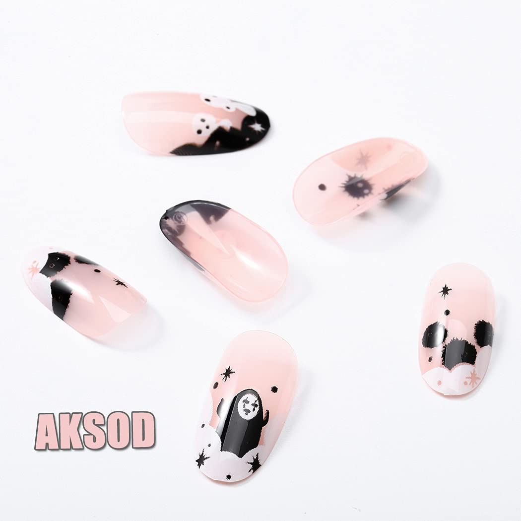Aksod Ghost Press on Nails Short Glossy 24 Count (Pack of 1), Light Pink