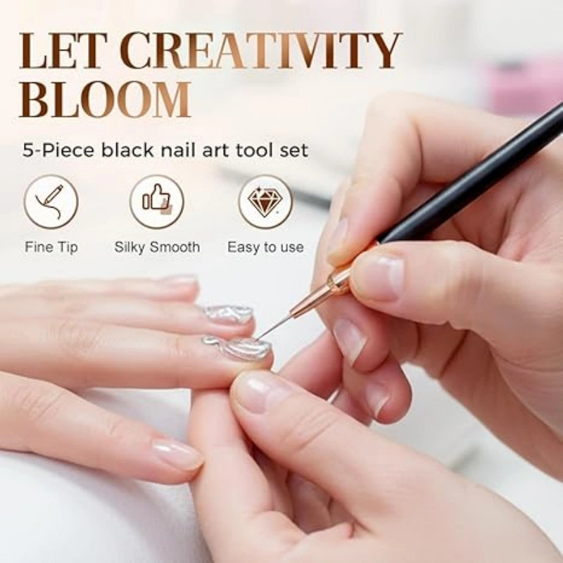 5pcs Nail Painting Pens Drawing Nail Art Liner Pens Brushes Set Tool Thin Long