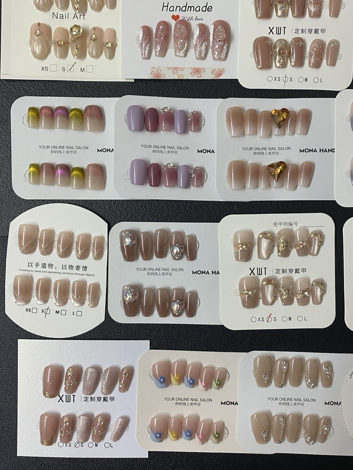 25 Pairs LOT-Handmade Press On Nails Reusable Fake Nails Full Cover Size S