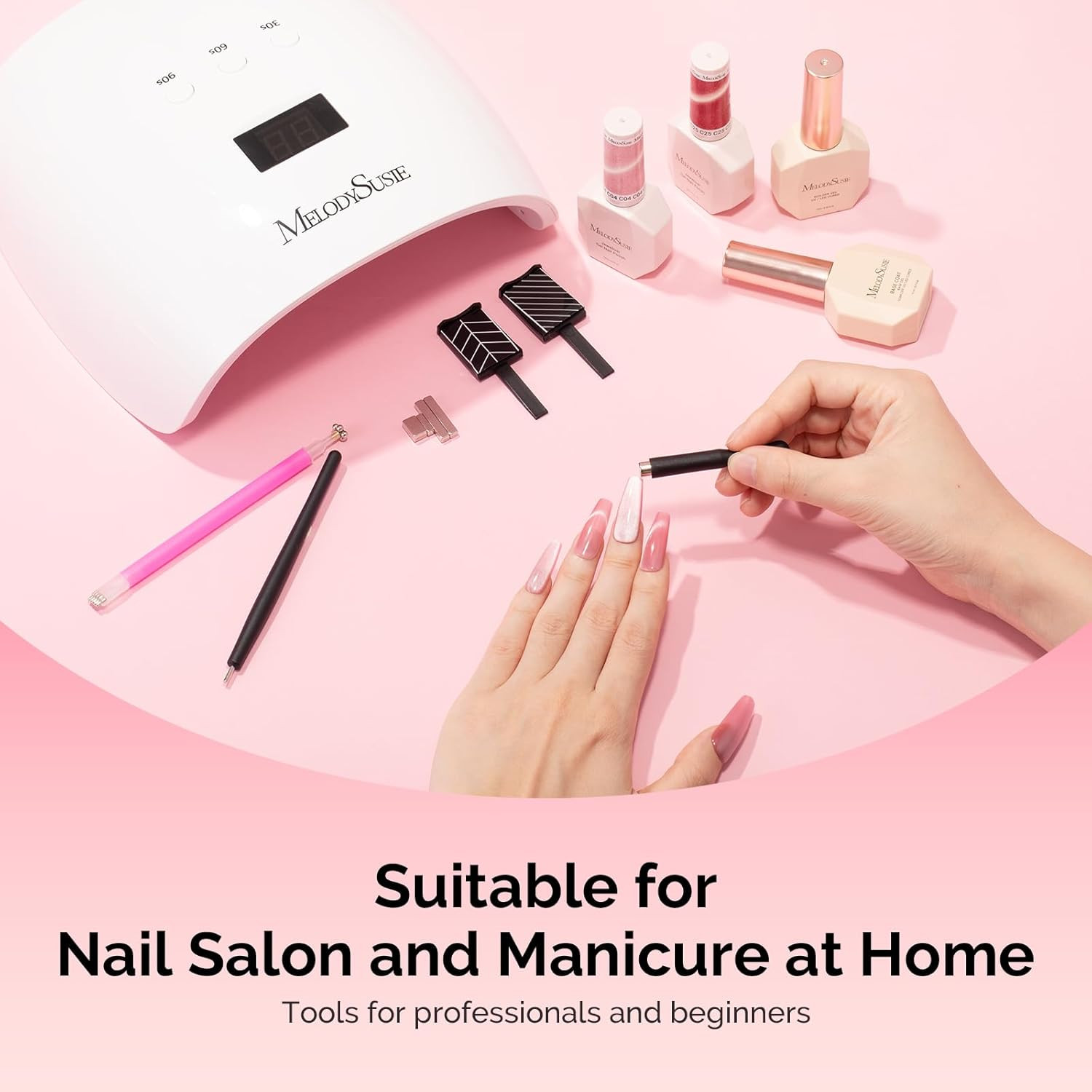 Nail Magnet Set, 21PCS Cat Eye Gel Nail Polish Magnets, round Square Double Ende