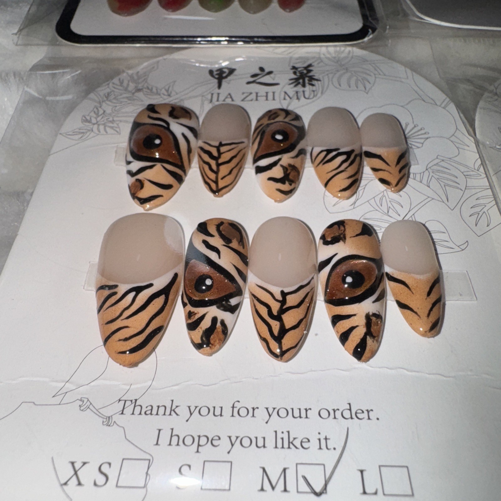 4 Packs Of 10pcs Almond Press On nails | 3D Unique Designs| Size M | Reusable (7