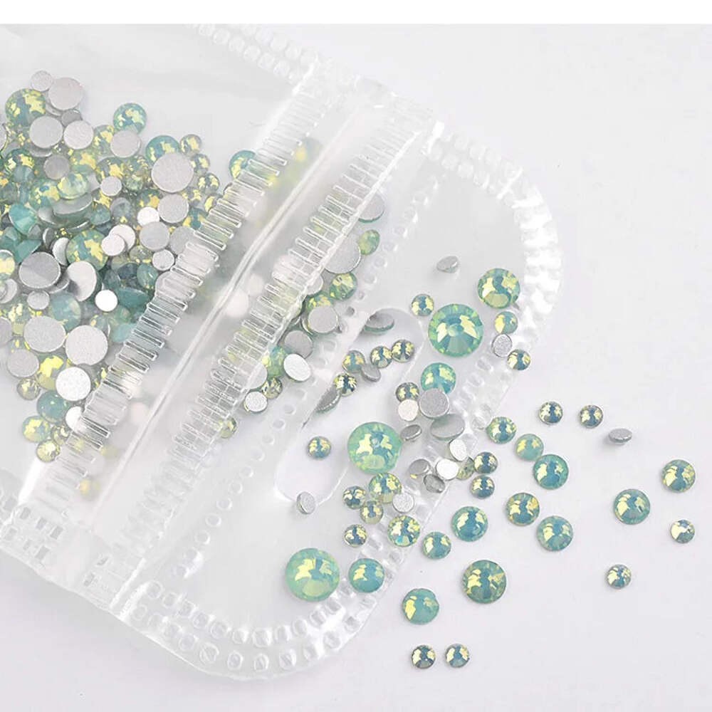Shiny SS4-SS20 Mixed Size Opal Stones Nail Art Decorations Glass Flat Back Rhine