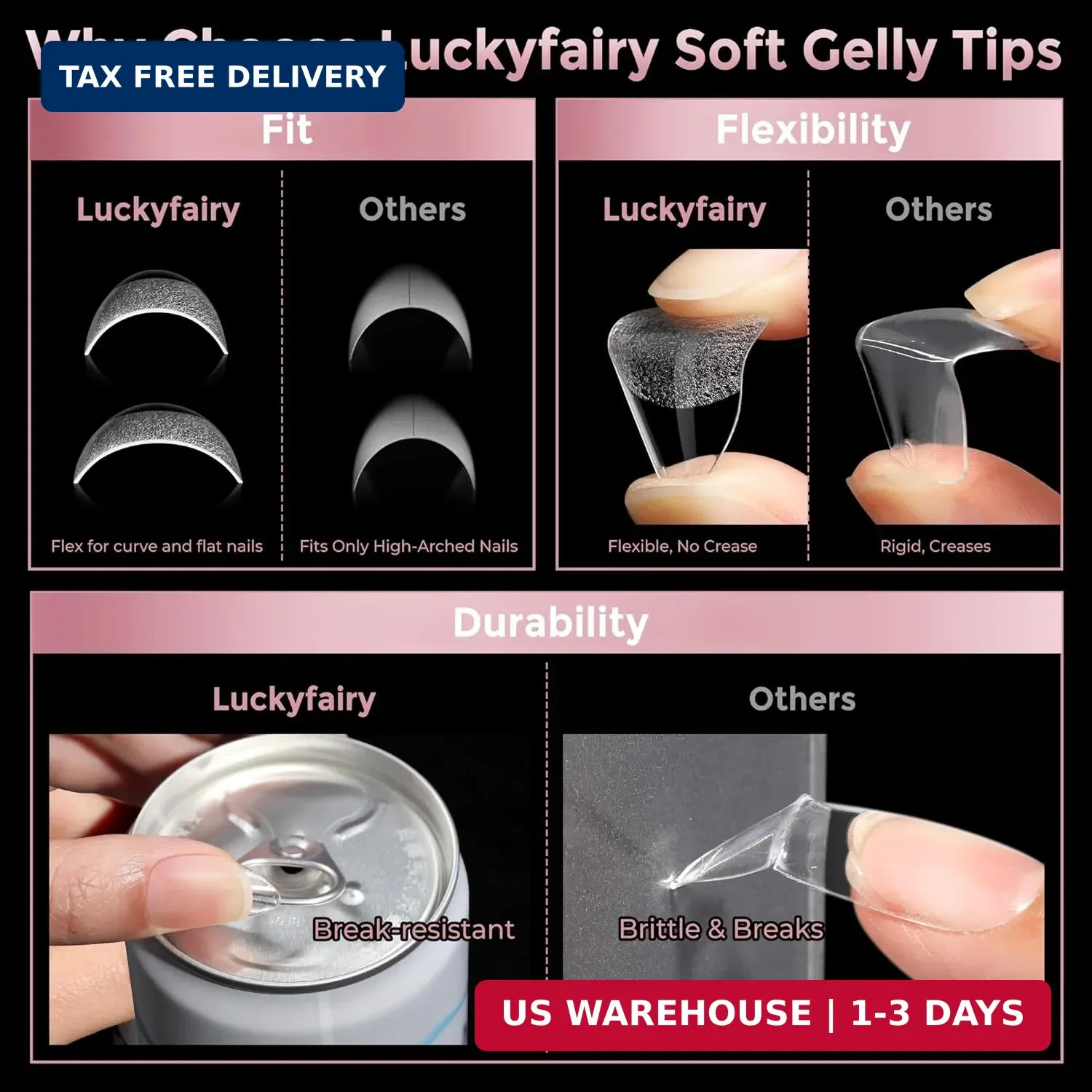 Short Almond Nail Tips, 240pcs Soft Nail Gel Tips Pre-Shaped Acrylic Fake Nails,