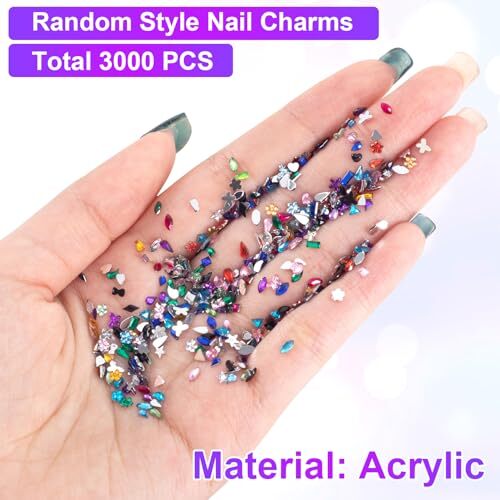 3000PCS Colorful Mini Rhinestones Star Flower Heart Nail Charms and Gems 3D