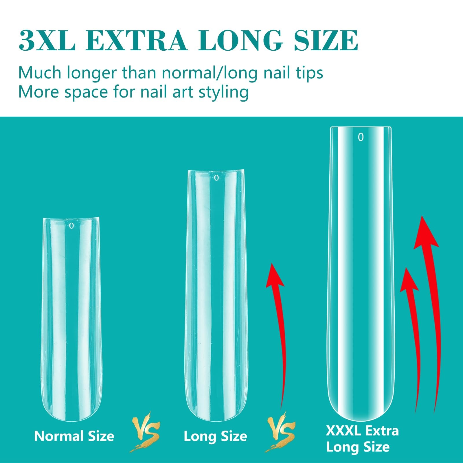 3XL Clear Full Cover Nail Tips for Acrylic Nails Professional, 240PCS Extra L…