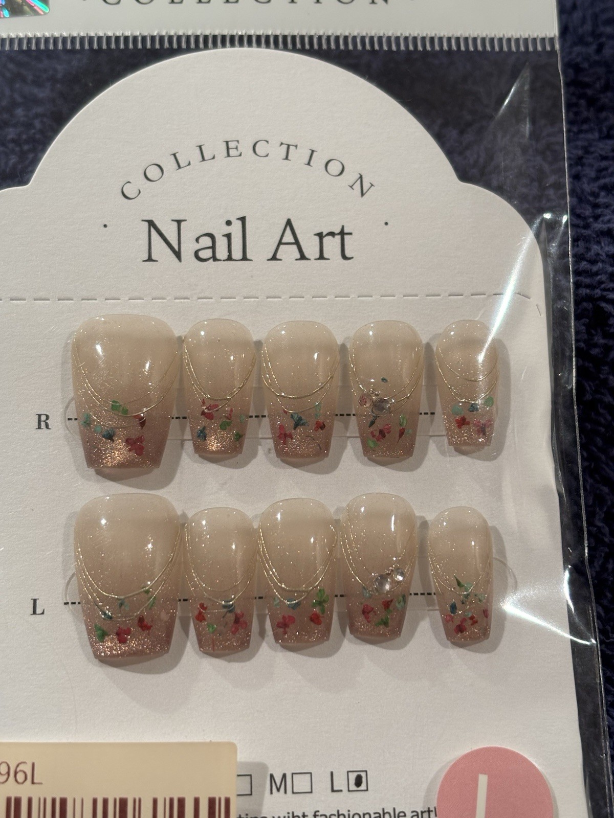 Press-On Nails Medium Length COFFIN. Size Large. 20 Pair