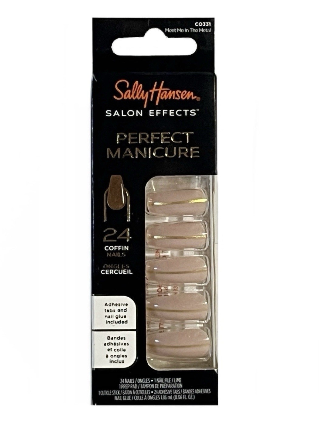 2pk Sally Hansen Salon Effects Perfect Manicure Med Coffin/Meet Me In The Metal