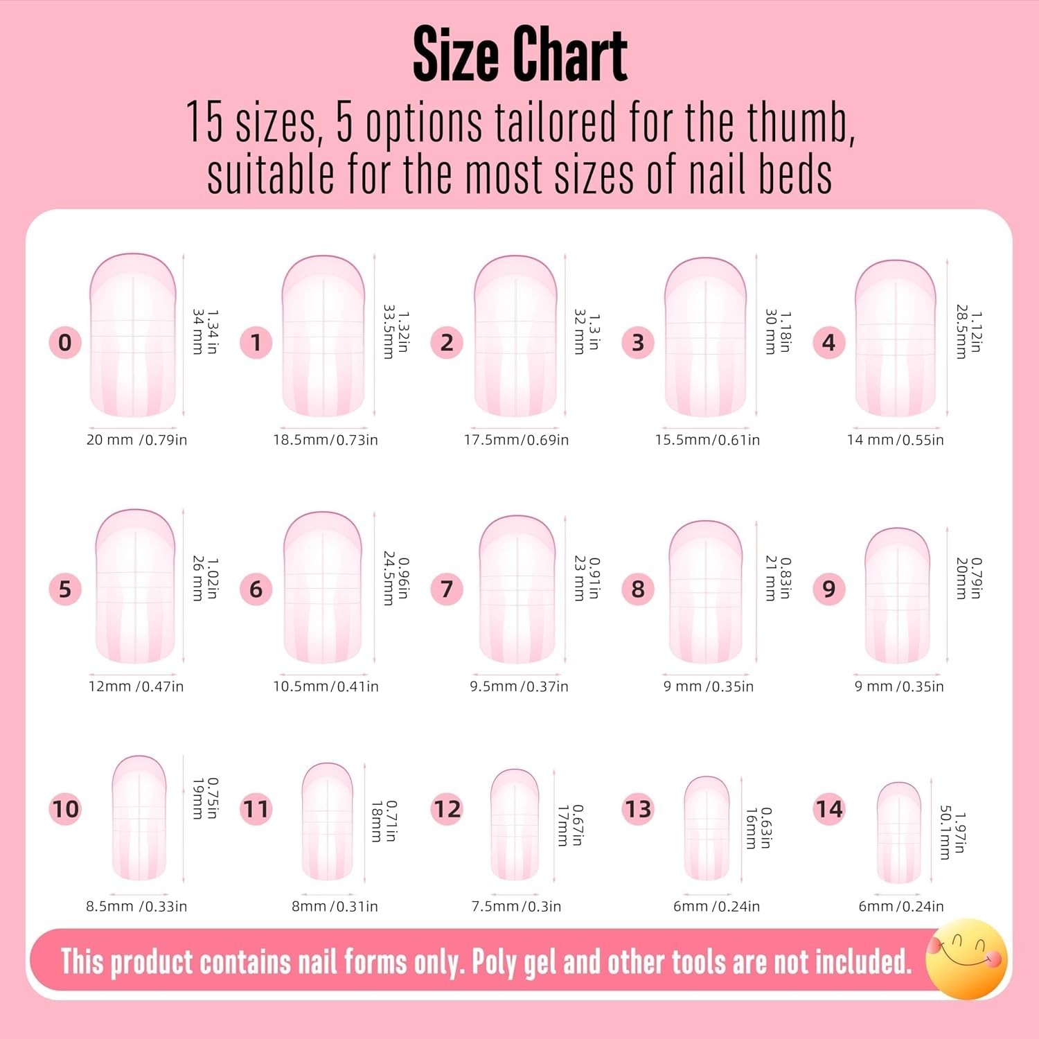 NOVO OVO 300 Pcs Toe Nail Dual Forms for Poly Gel Toenail Extension, PINK, Reusa
