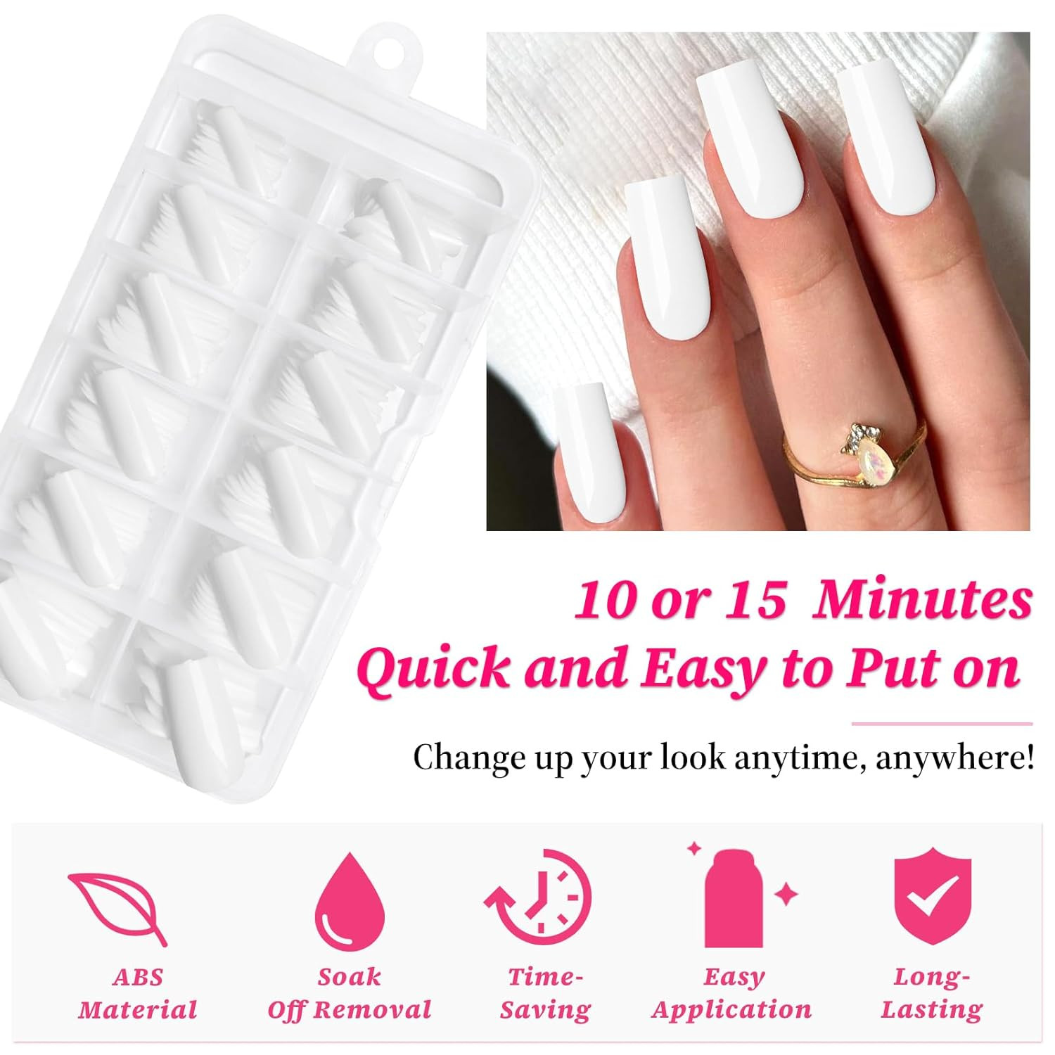 120pc Square Press on Nails Medium Long Ballerina Fake Nail Full Cover Artificia