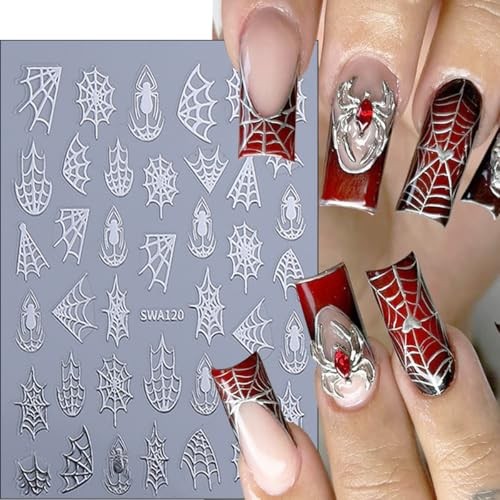 8 Sheets Halloween Nail Art Stickers Decals Black White Gold Halloween 01