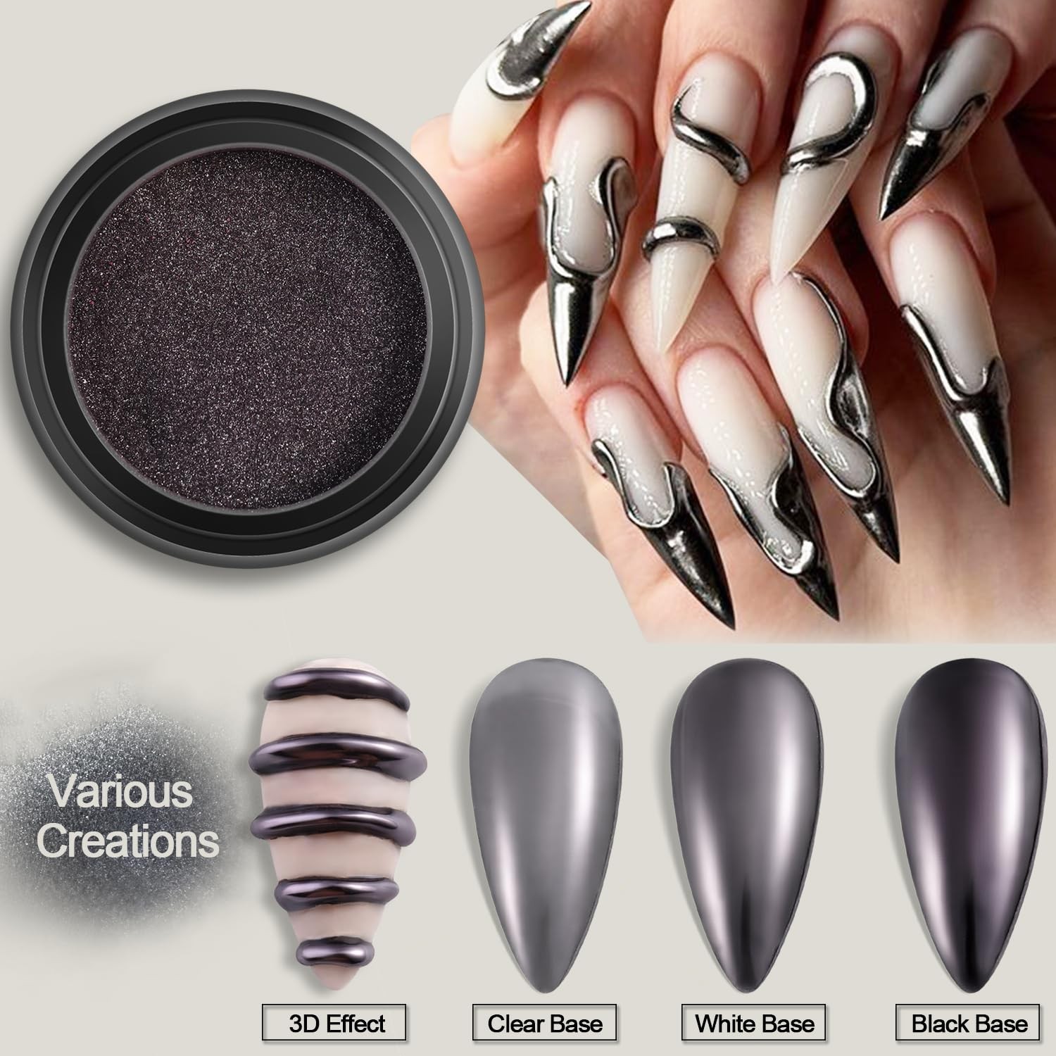 Fcozpjk 24 Colors Chrome Nail Powder Set Metallic Mirror Effect Gold Silver P…