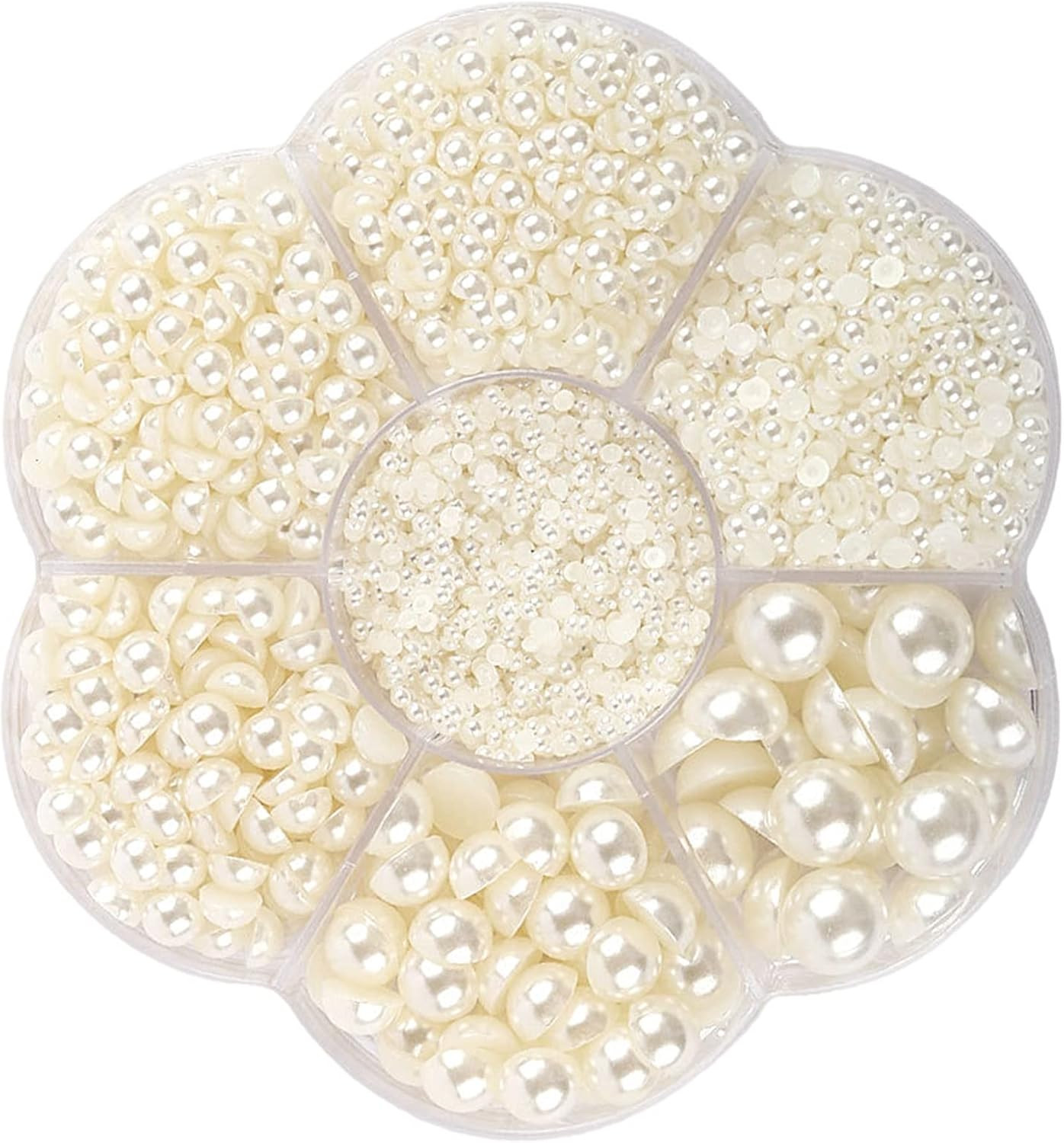 5900 Pcs Half Pearls for Crafts Meters White Nail Pearls for Nail Art Falt Back
