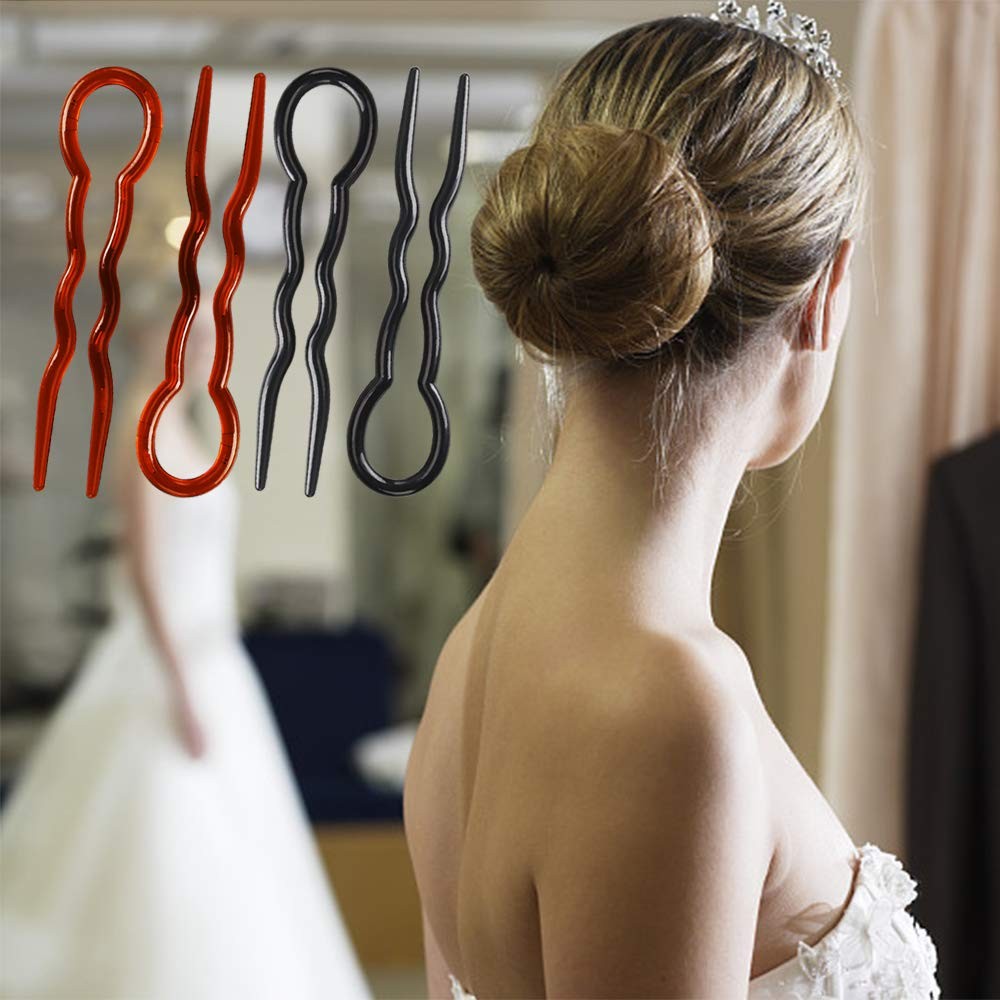 40 Pcs Plastic U Shaped Hair Pins Grip Fast Spiral Braid Brown