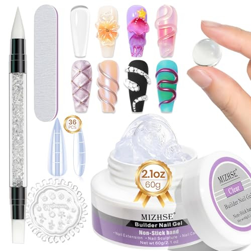 Solid Builder Gel for Nails, 60g Large Capacity Clear Hard Gel for Nails 3D
