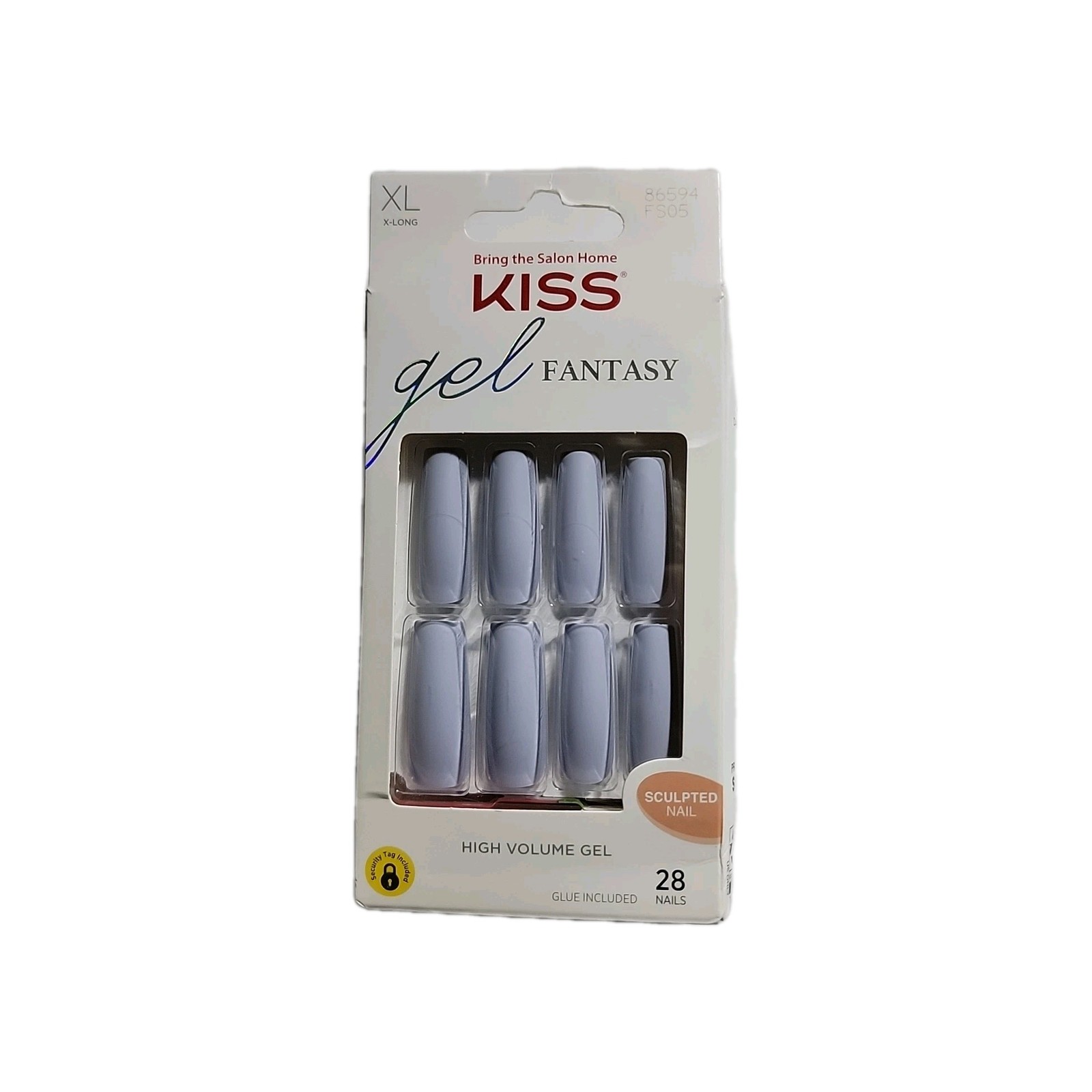 KISS Gel Fantasy Sculpted Nails Glue On Extra Long Matte Satin Blue 28 Ct, TEAR