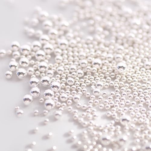3D Metal Nail Beads & Studs, Gold and Pearl White Caviar Gold+Silver