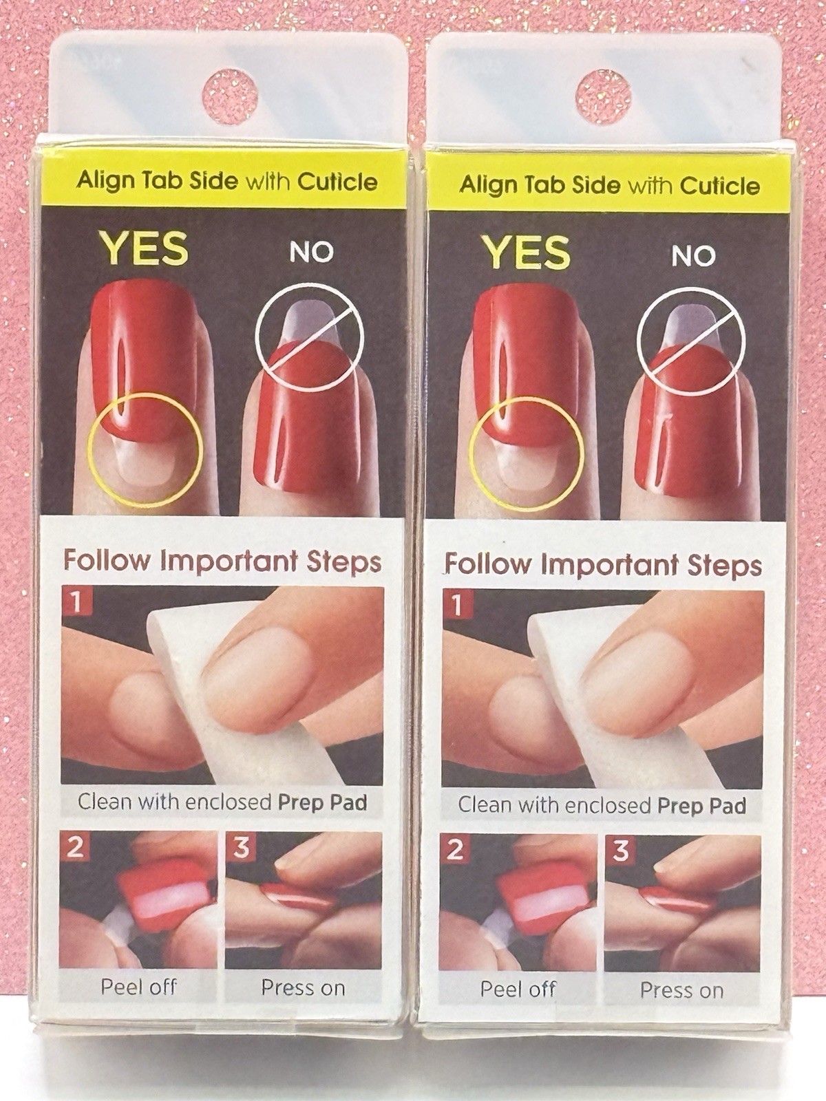 Kiss imPRESS No Glue Press-On Nails Short Purple White Chrome 60660 Lot Of 2