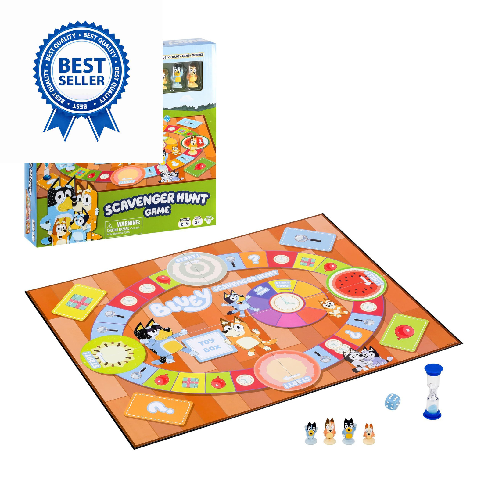 Bluey Scavenger Hunt Board Game, Cooperative Play with 4 Klein, Multicolor