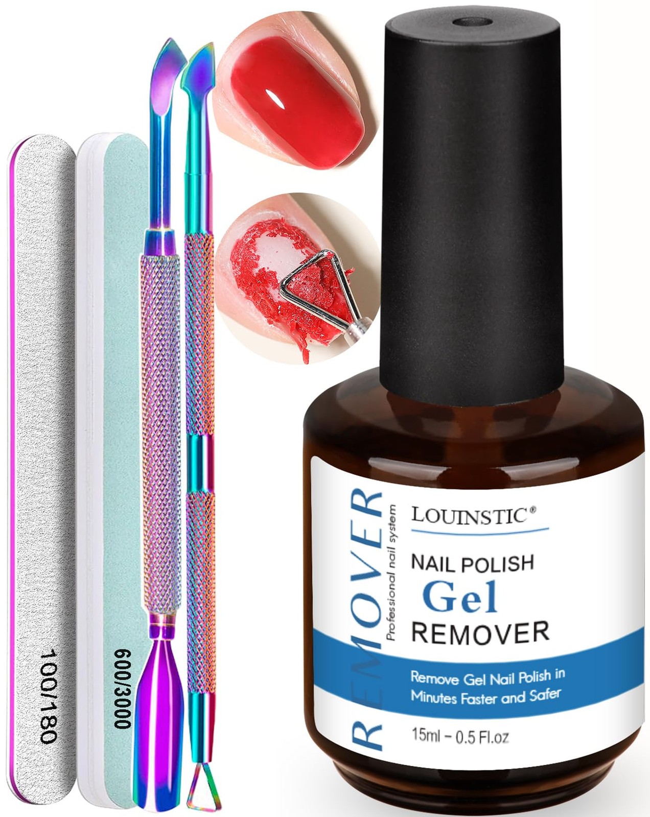Gel Nail Polish 0.5 Fl Oz (Pack of 1), 1pc Remover & Manicure Tools X4