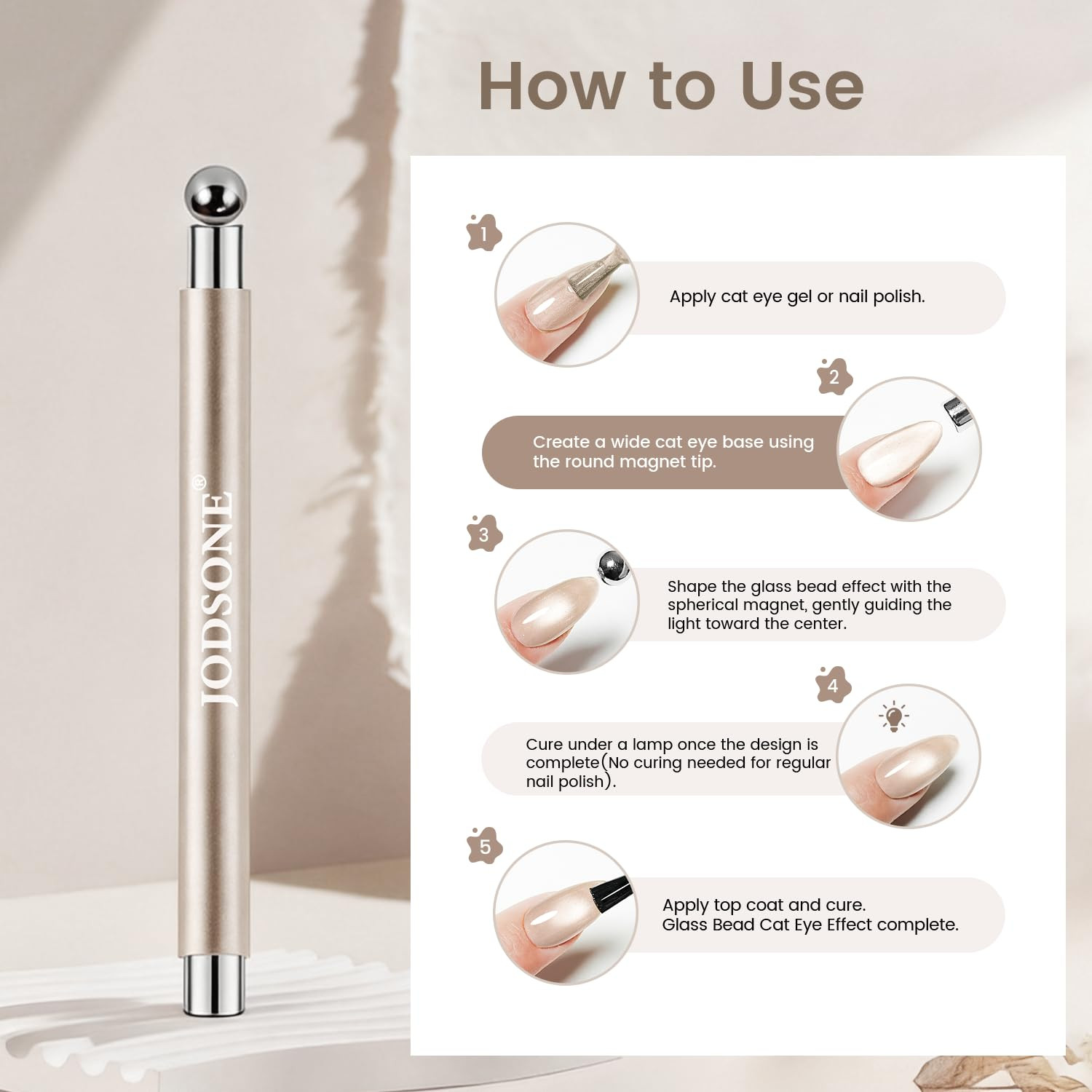 3-In-1 Cat-Eye Magnet Nail Art Tool,Cylindrical & Ball Magnet Pens,Flexible Mult