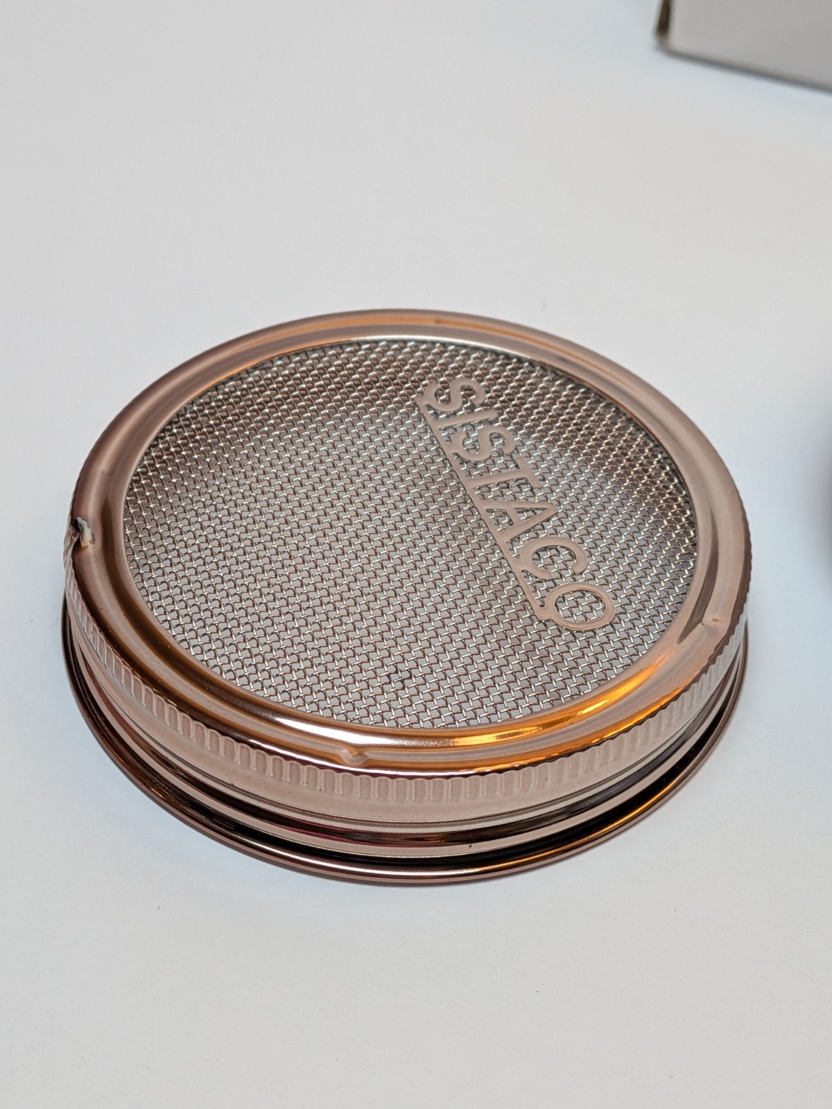 Sistaco “The Pedestal” Nail Powder Catch Tray Carrara Marble ~ New w/Flaw
