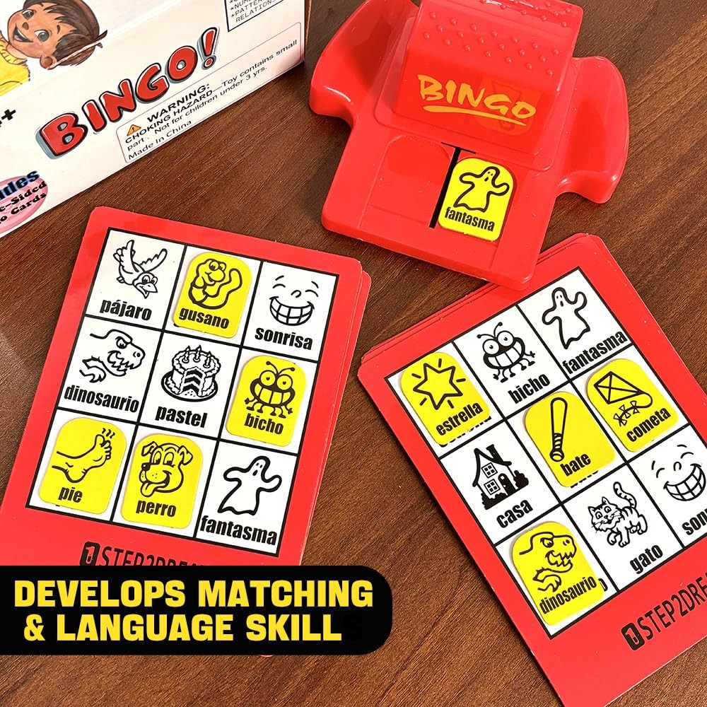 Magictodoor Spanish Vocabulary Bingo for Kids | Small, Red, Yellow, Green