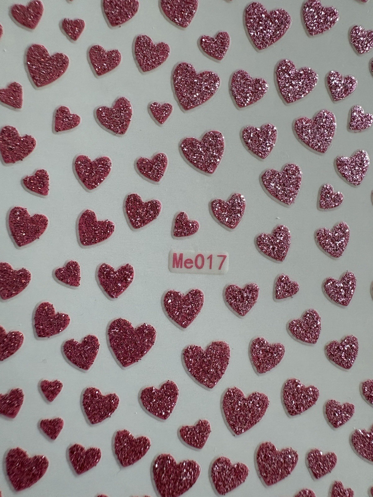 Multicolor Glitter Heart 3D Nail Art Stickers Self-Adhesive for Love Theme