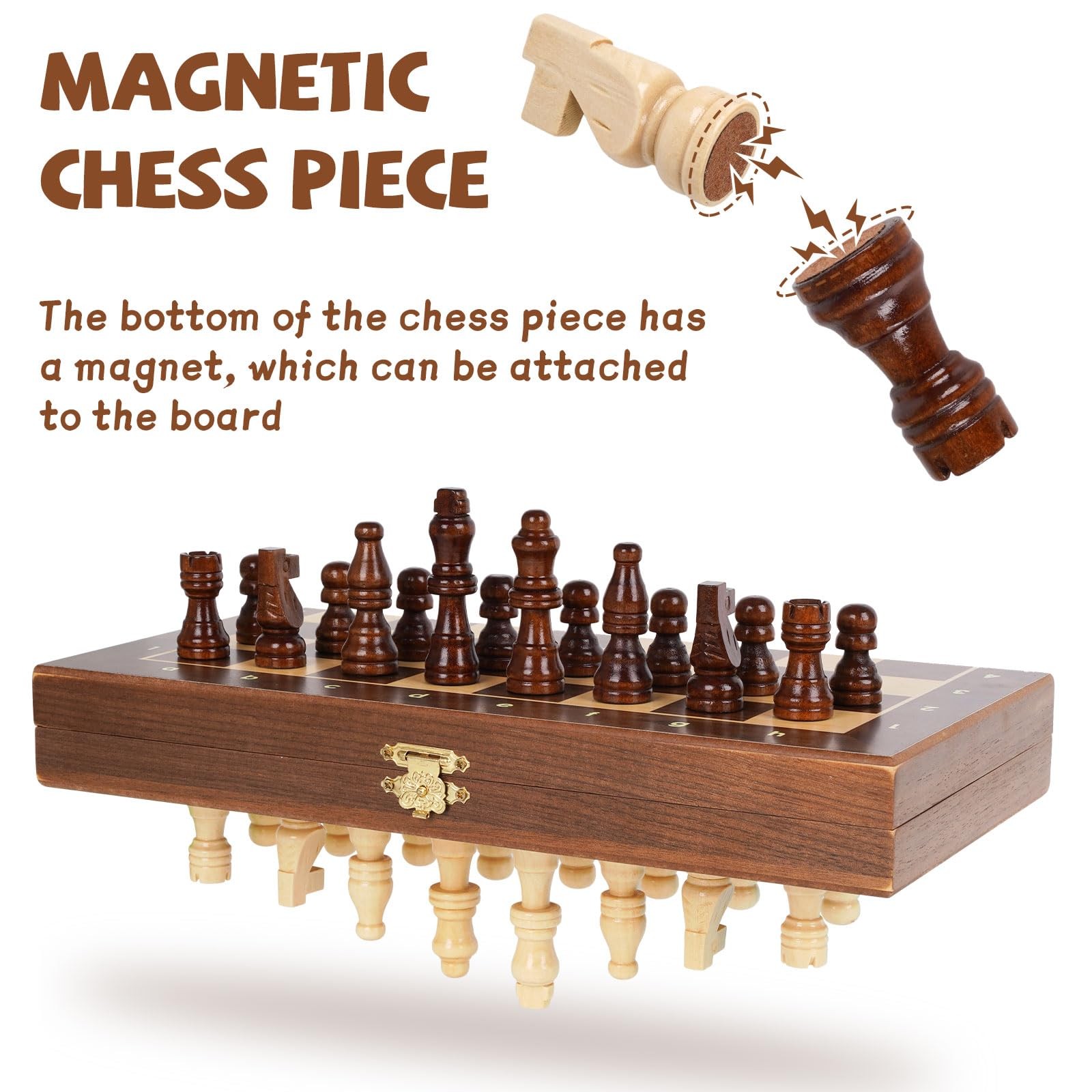 Magnetic Travel Chess Set 12-inch 12 inches x 3 x 0.1 inches, Brown
