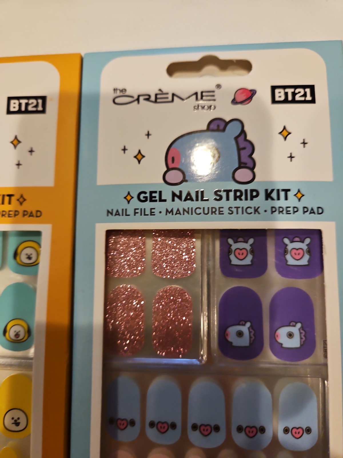 BTS BT21 The Creme Shop 35pc Long Wear Gel Nail Strip Kits Cotton Candy & Play D