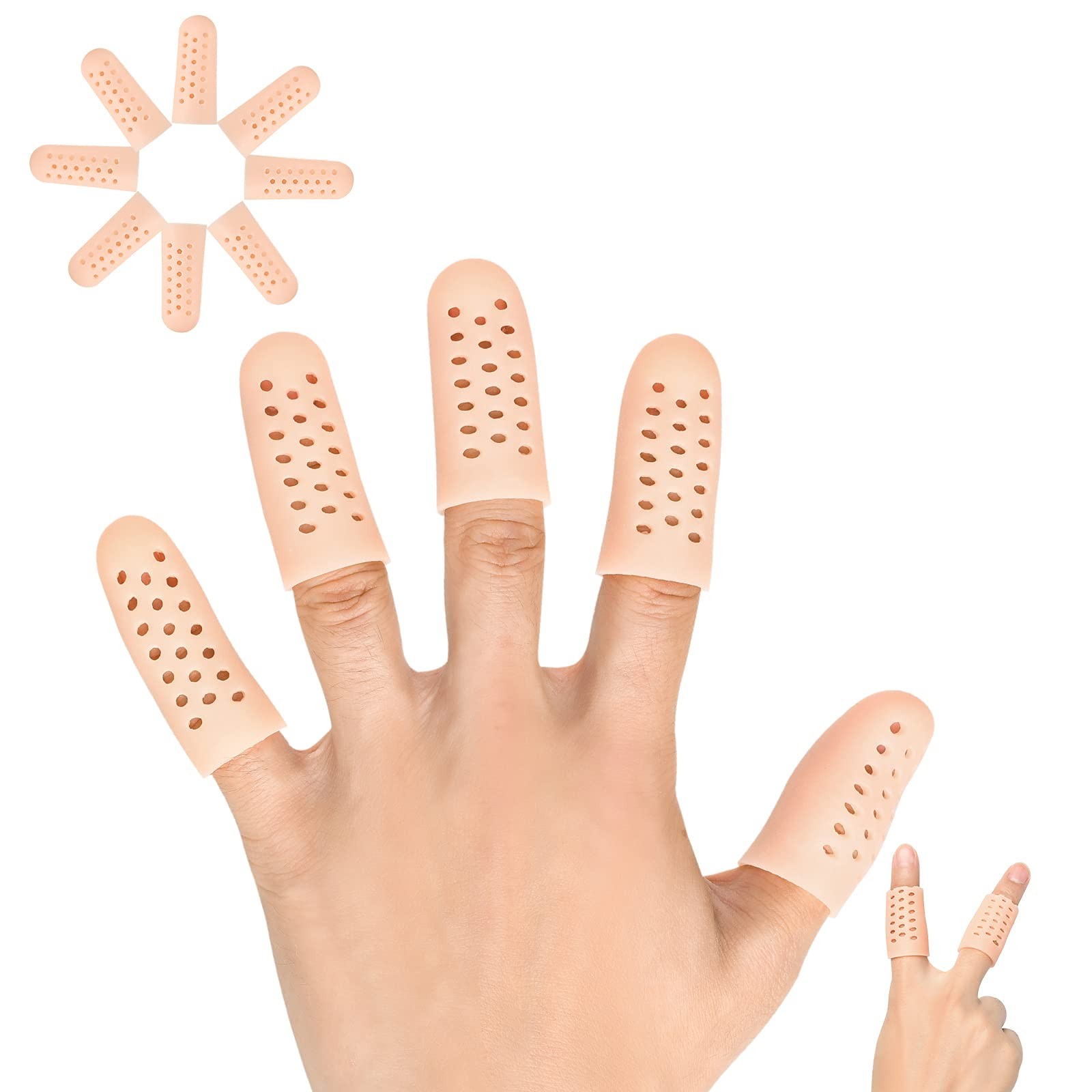 Pnrskter Gel Finger Cots, Finger Protector Support 14 PCS, Breathable NEW MAT…