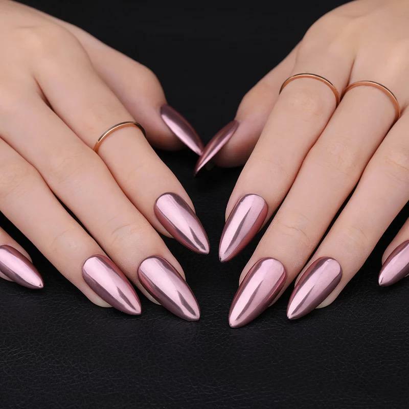 MIRROR CHROME NAIL POWDER COLOURS UNICORN ROSE GOLD BLUE PINK RED EFFECT PIGMENT