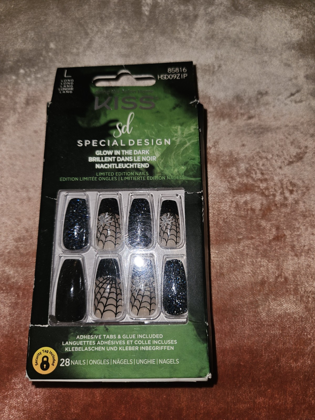 NEW Kiss Special Design Halloween Glow in the Dark Spiderwebs Glitter Nails
