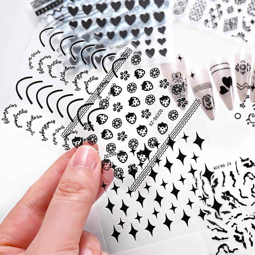 30Pcs Set Nail Art Stickers Decal Flower Lace Rose Heart Slider Manicure N363