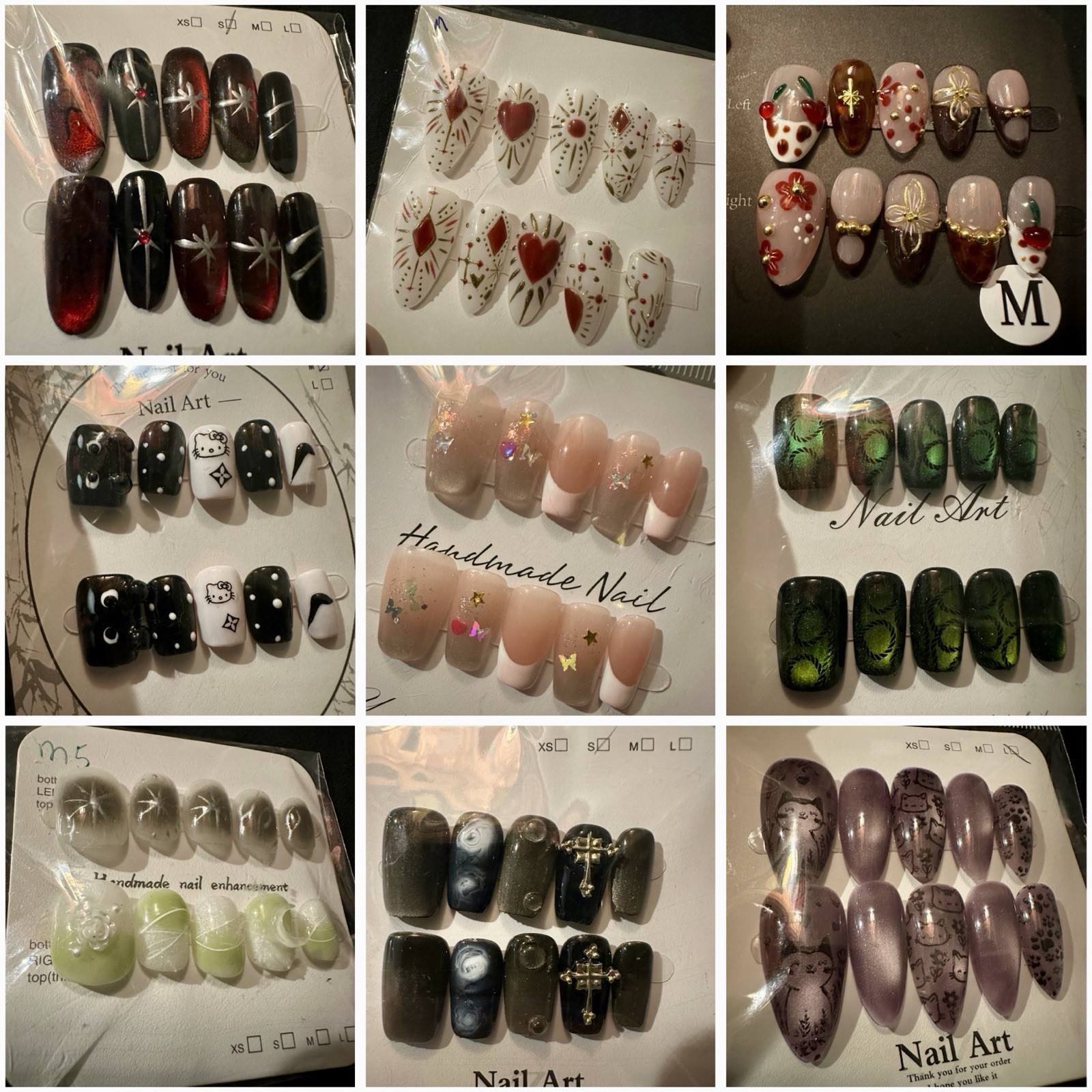 40 Sets of Press-On Nails Mixed Lot Full Cover 3D Pre-Designed Multicolor
