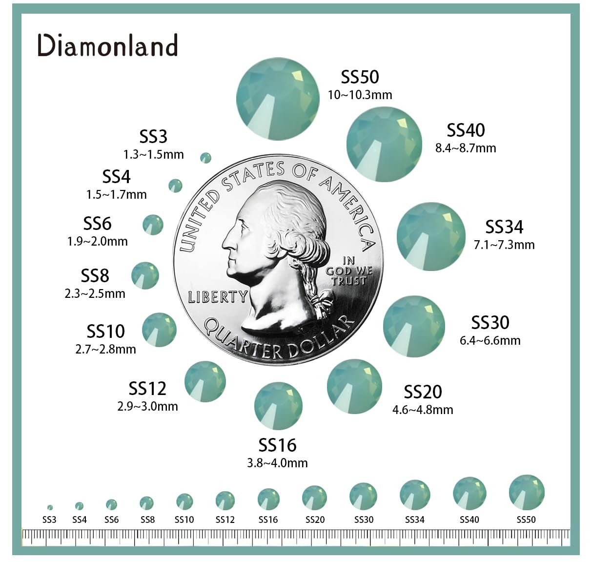 Diamonland Flatback Glass Crystal Rhinestones Rounds Gems for Bedazzling Nail…