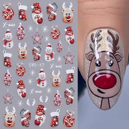 Christmas Nail Art Stickers 5D Embossed Decals 4PCS Santa Christmas design3
