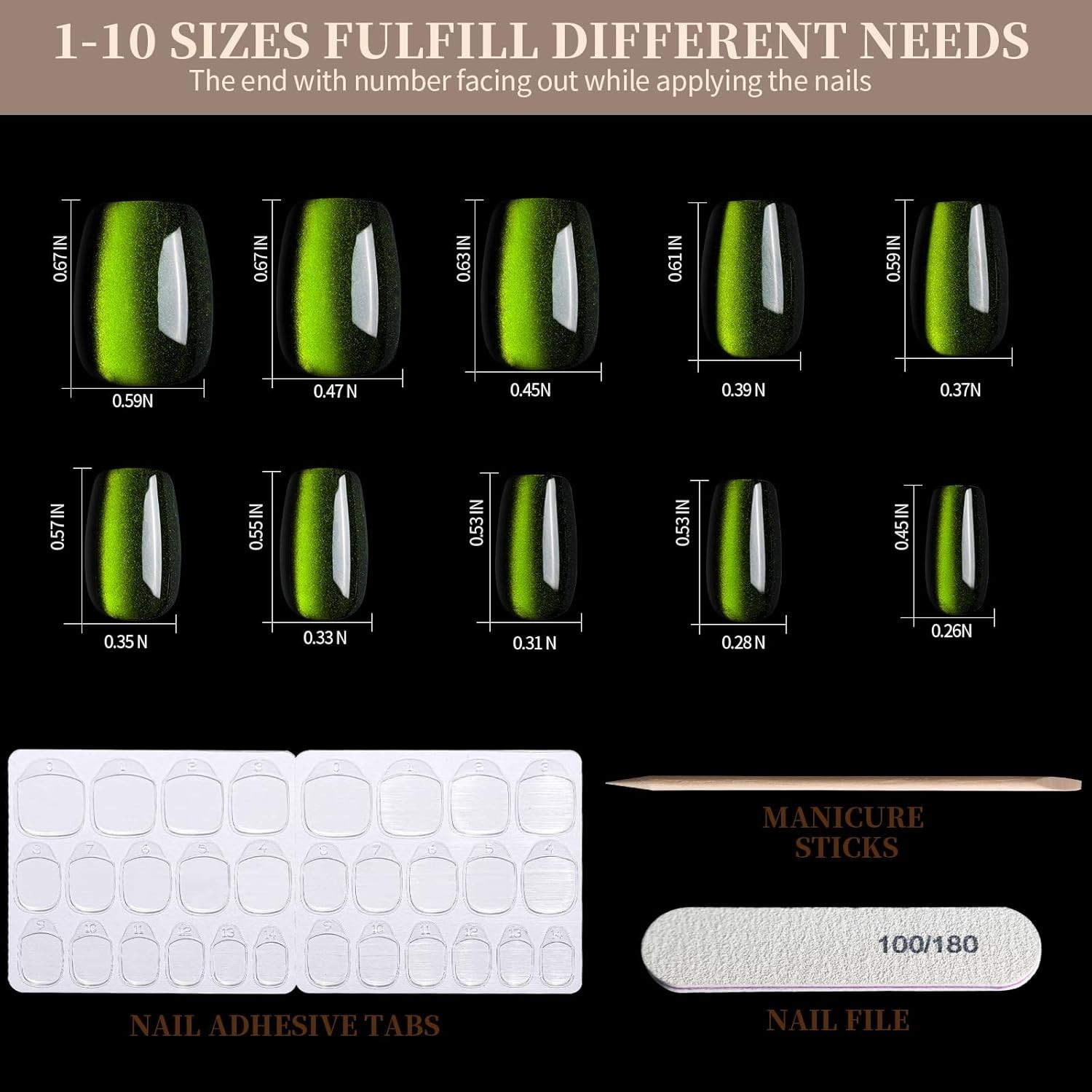 Press On Nails, 6 Colors Cat Eye Press On Nails Short, Natural Fake Nails Glo…