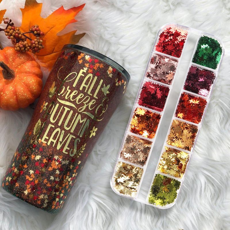 Maple Leaf Sequins Resin – Pumpkin Fall Tumbler Glitter DIY Resin Nail Art Decor