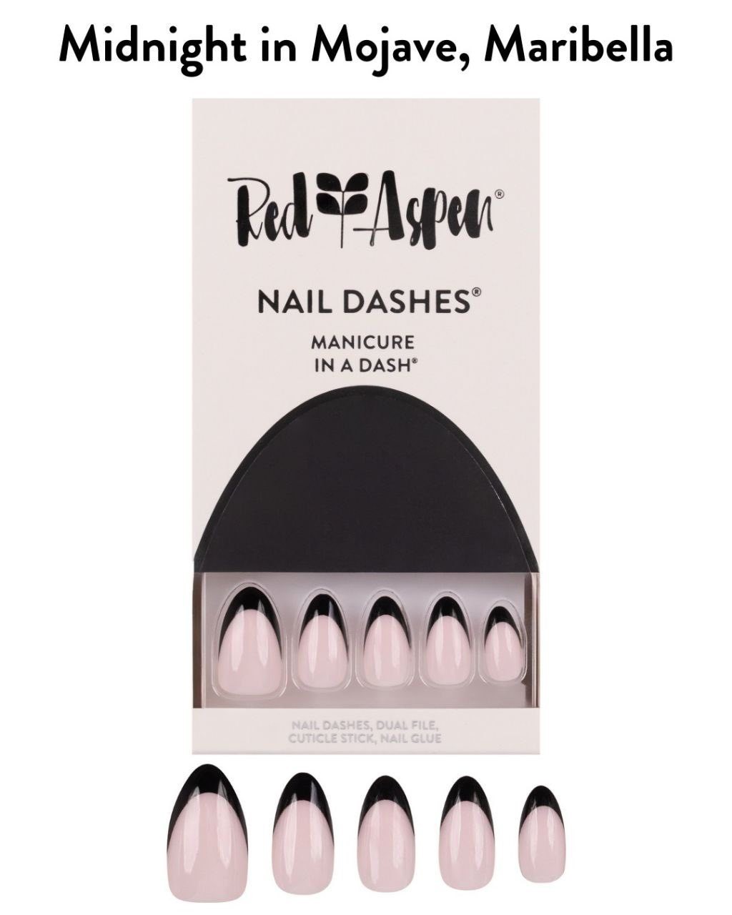 Red Aspen Press on Nails- Midnight in Mojave, Maribella-Medium Almond French