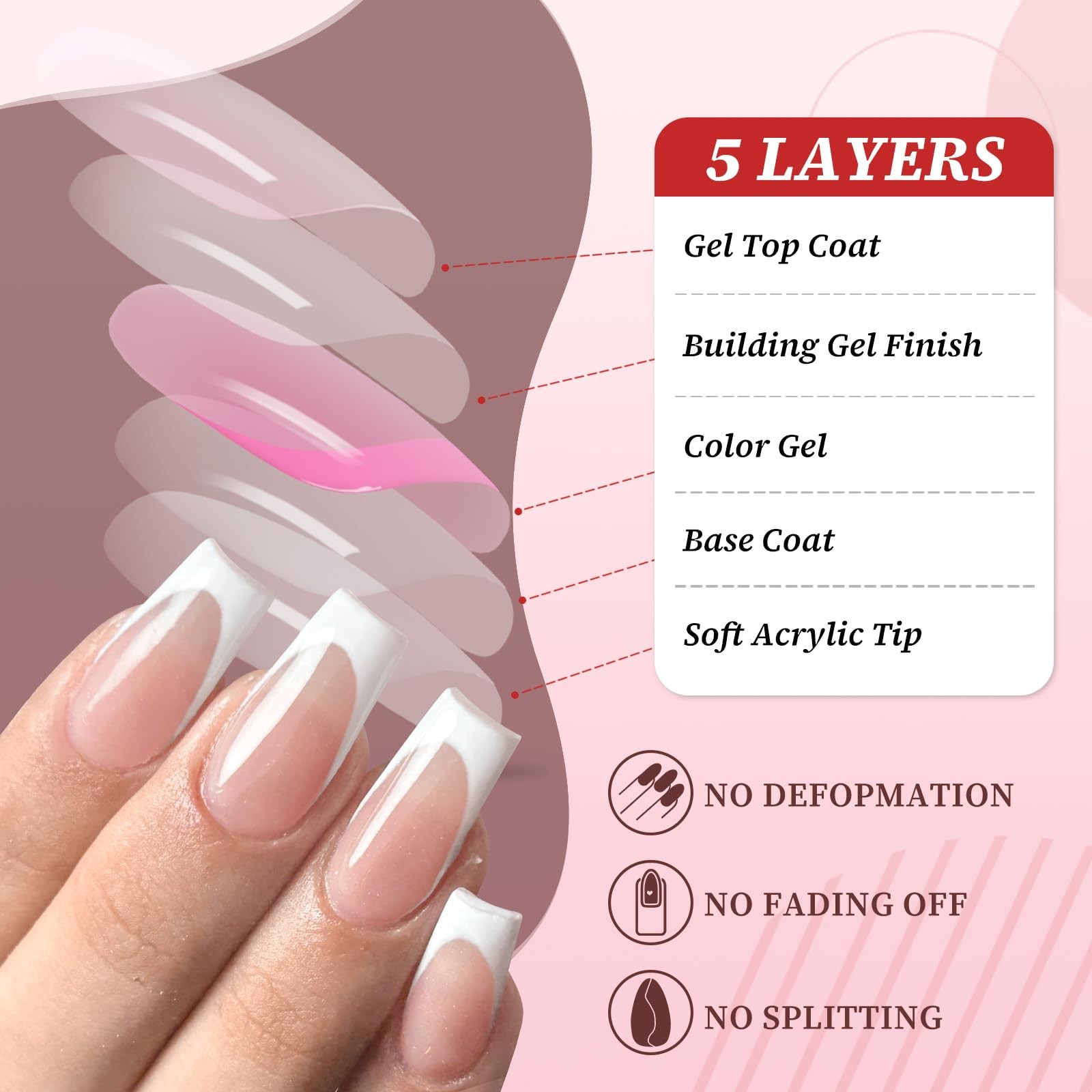 240pc French Tip Press on Nails Medium Fake Nails with Tabs, Square Nails Pre…