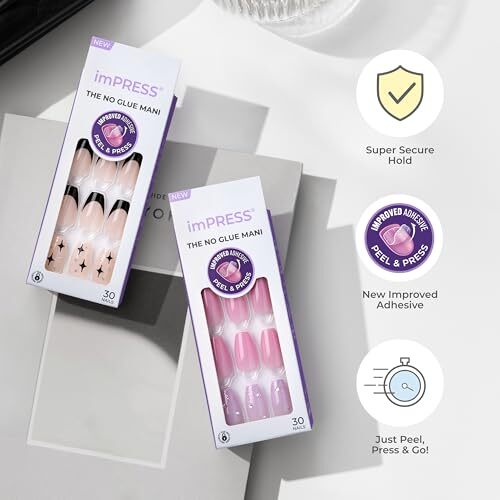 KISS No Glue Mani Press-On Nails, Design, ‘Ballerina’, Neutral/green, Medium