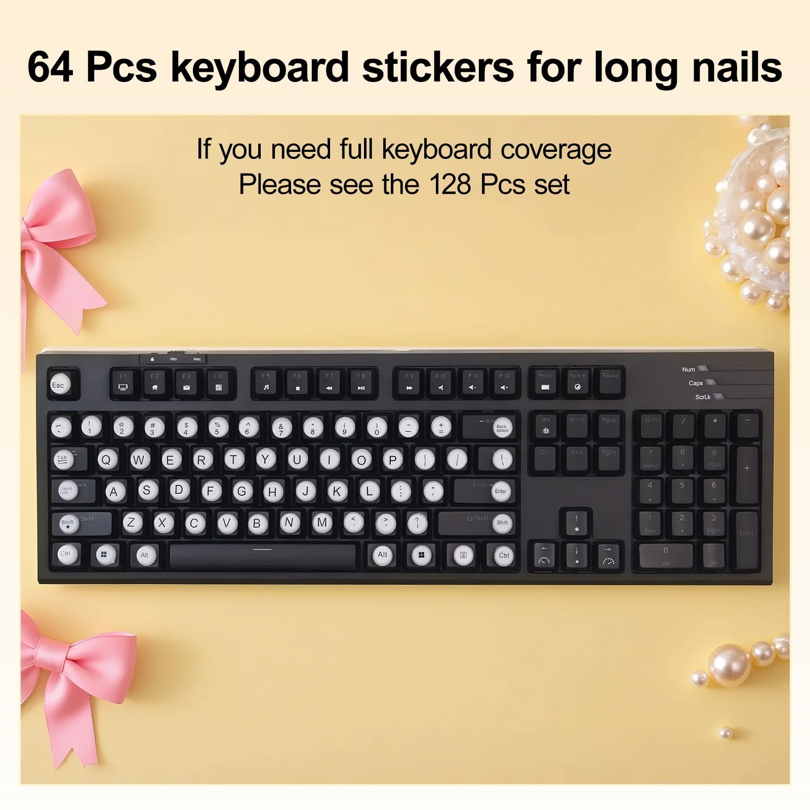 Raised Keyboard Stickers for Long Nails with Letters, Soft Silicone Keyboard …